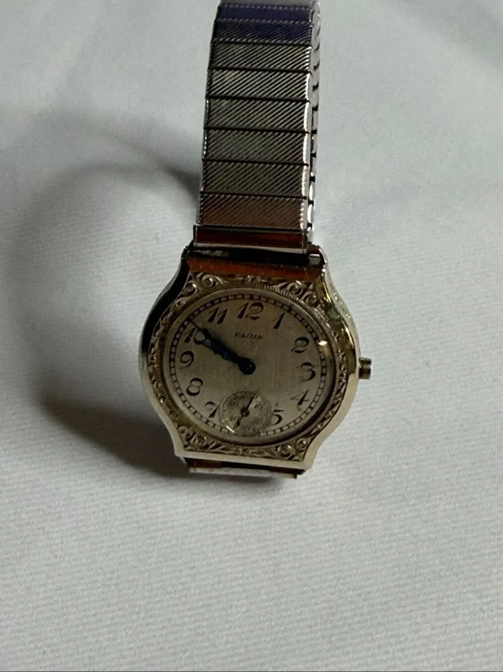 Vintage Elgin Ladies Art Deco Wrist Watch Silver Tone Engraved Untested